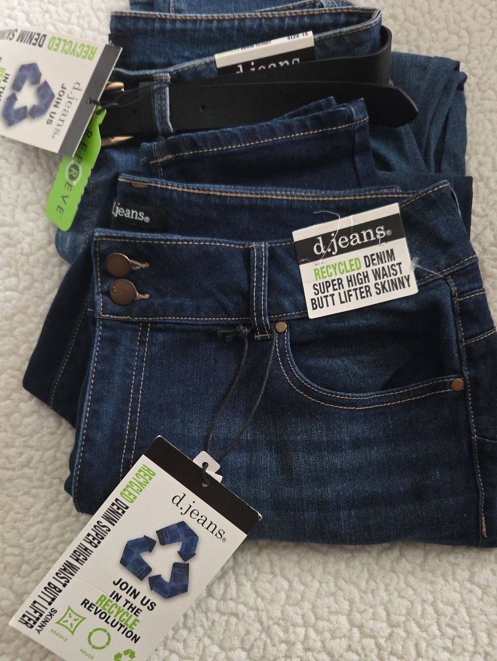 2 Pair d. jeans Dark Blue High Waist Butt Lifter Skinny Jeans